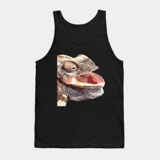 Geeky Chameleon Close Up Photograph Vector Cut Out Tank Top